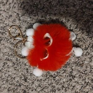 Cute Fluffy Keychain with Gold Accents